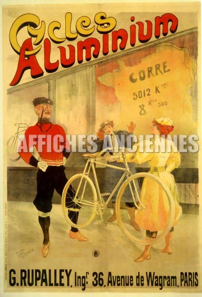 reporduction affiche ancienne vélo cycles aluminium
