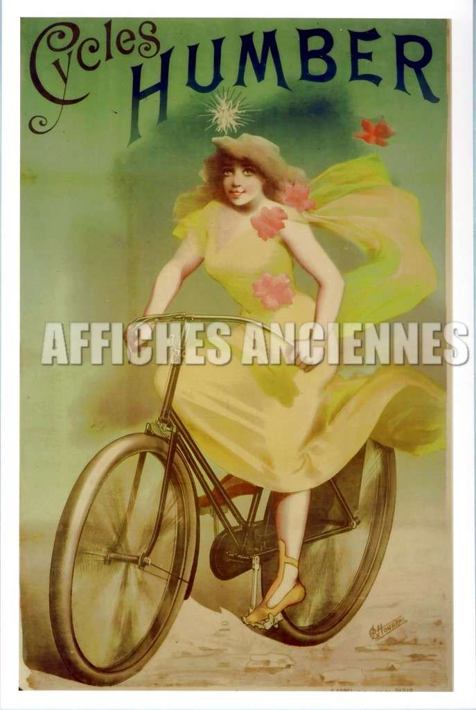 reproduction affiche ancienne vélo humber
