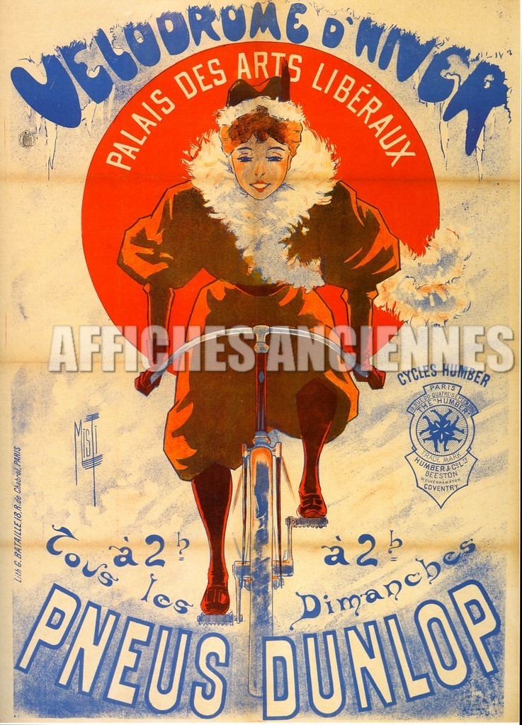 reproduction affiche anciiene vélo pneu dunlop