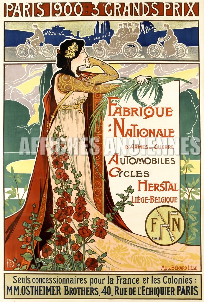 reproduction affiche ancienne  automobiles cycles