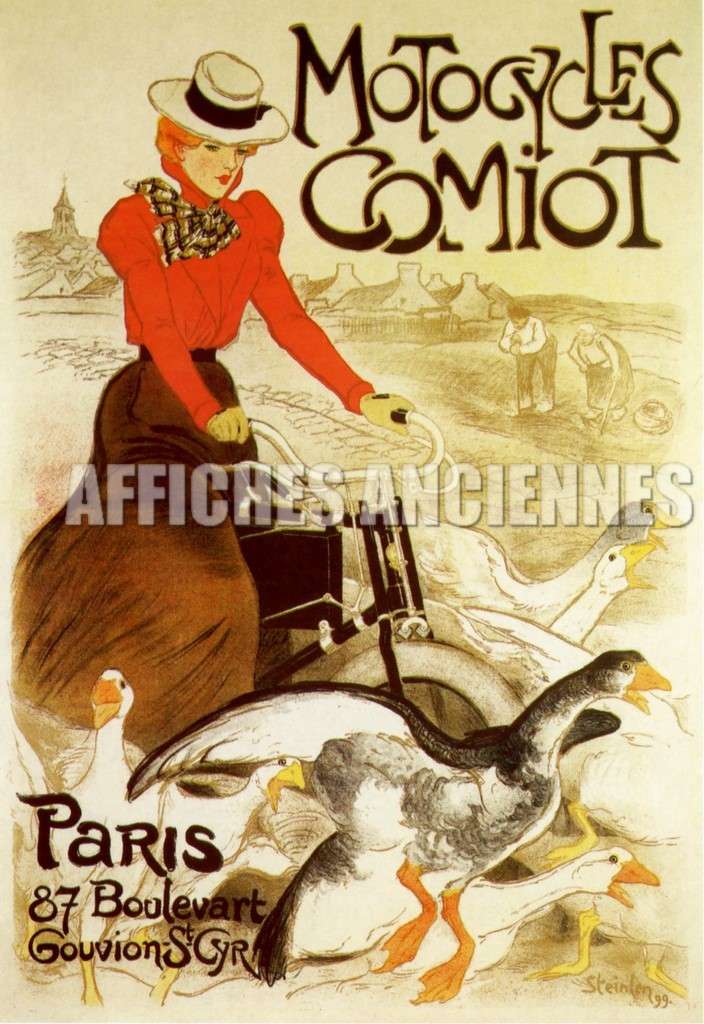 reproduction affiche motocycles velo