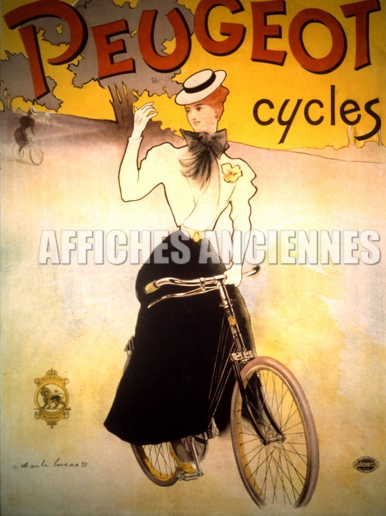 reproduction affiche ancienne cycles peugeot
