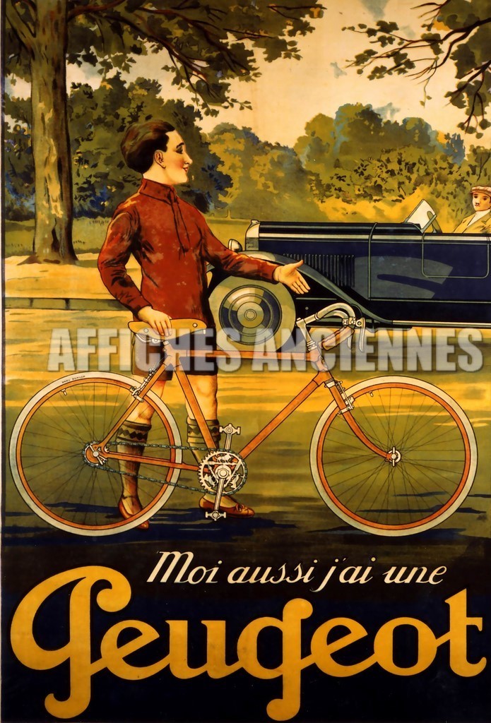 reproduction affiche ancienne peugeot cycles auto