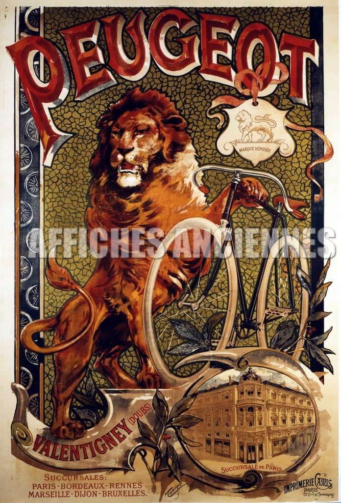 reproduction affiche ancienne cycles peugeot