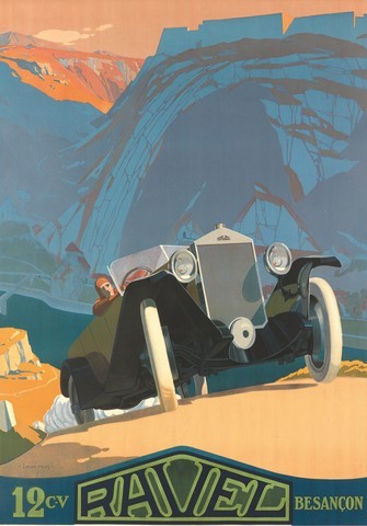 affiche ancienne automobile Ravel Besançon