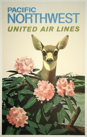 biche et rhododendrons