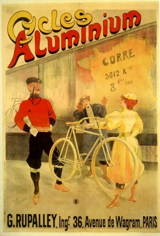 reporduction affiche ancienne vélo cycles aluminium