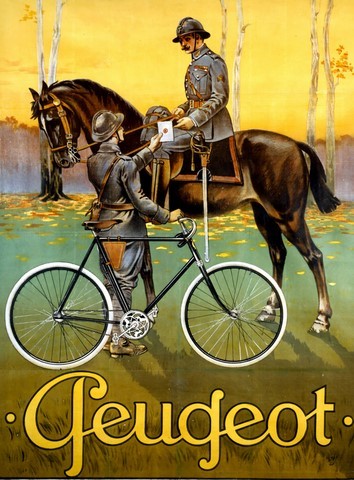reproduction affiche ancienne velo cycles peugeot