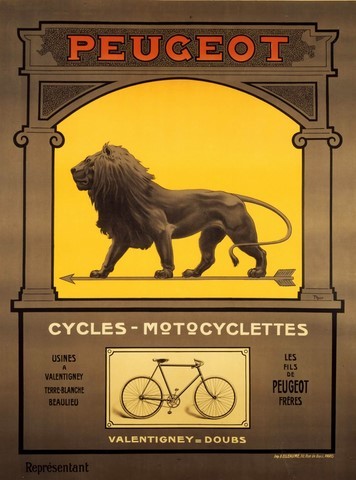 reproduction affiche ancienne cycles peugeotl