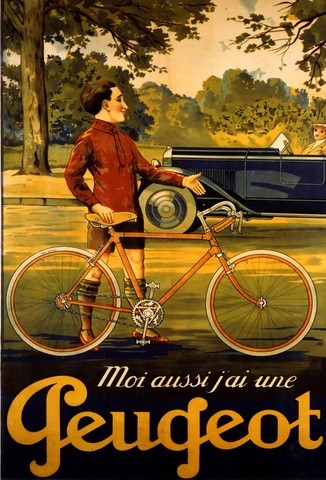 reproduction affiche ancienne peugeot cycles auto