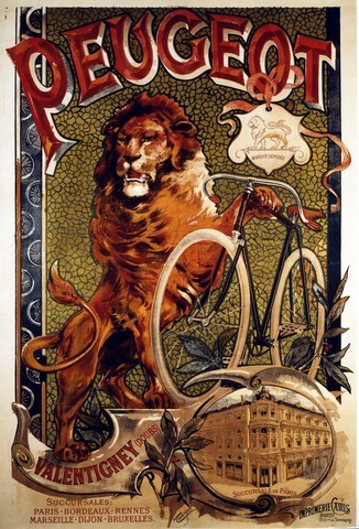 reproduction affiche ancienne cycles peugeot