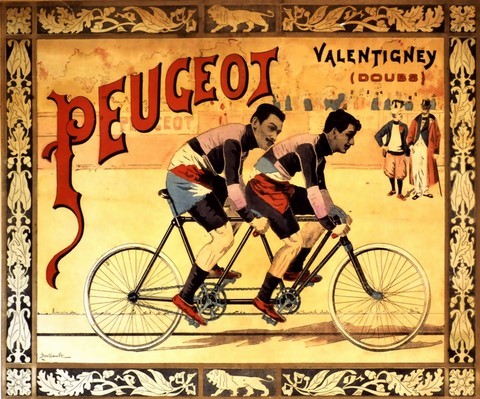 reproduction affiche ancienne peugeot cycles velo