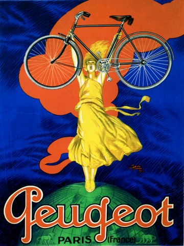 reproduction affiche ancienne peugeot cycles