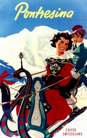 REPRODUCTION AFFICHE ANCIENNE SUISSE SPORT D HIVER