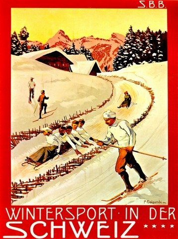REPRODUCTION AFFICHE ANCIENNE WINTERSPORT