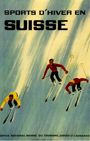 reproduction affiche sport d'hiver suisse