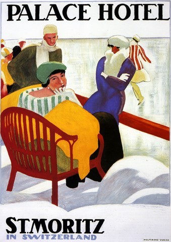 reproduction affiche sport d'hiver saint moritz