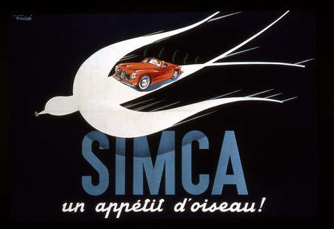 reproduction affiche ancienne auto simca