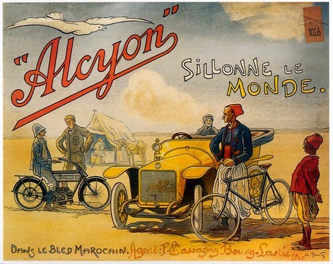 reproduction affiche ancienne auto alcyon