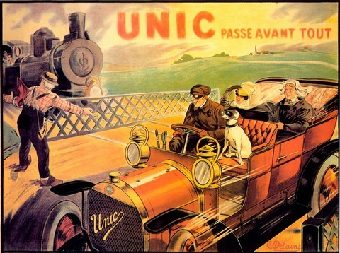 reproduction affiche ancienne  voiture unic