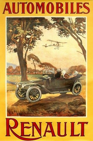 reproduction affiche ancienne automobiles renault