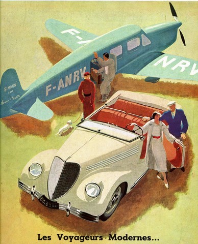 reproduction affiche ancienne automobile avion
