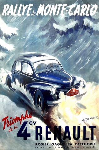 reproduction affiche ancienne rallye monte carlo