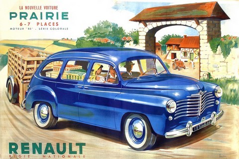 reproduction affiche ancienne automobile renault