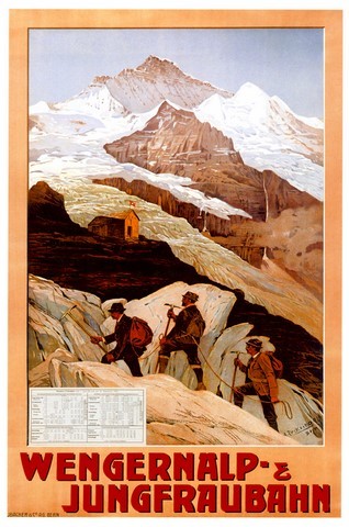 reproduction affiche ski montagne wengernalp