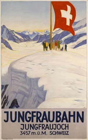 reproduction affiche ancienne suisse sport d hiver jungfraubahn