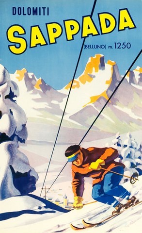 AFFICHE DOLOMITES SKI ITALIE