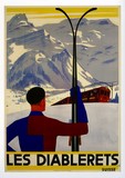 reproduction affiche ancienne ski les diablerets suisse