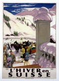 reproduction affiche ancienne hiver en suisse