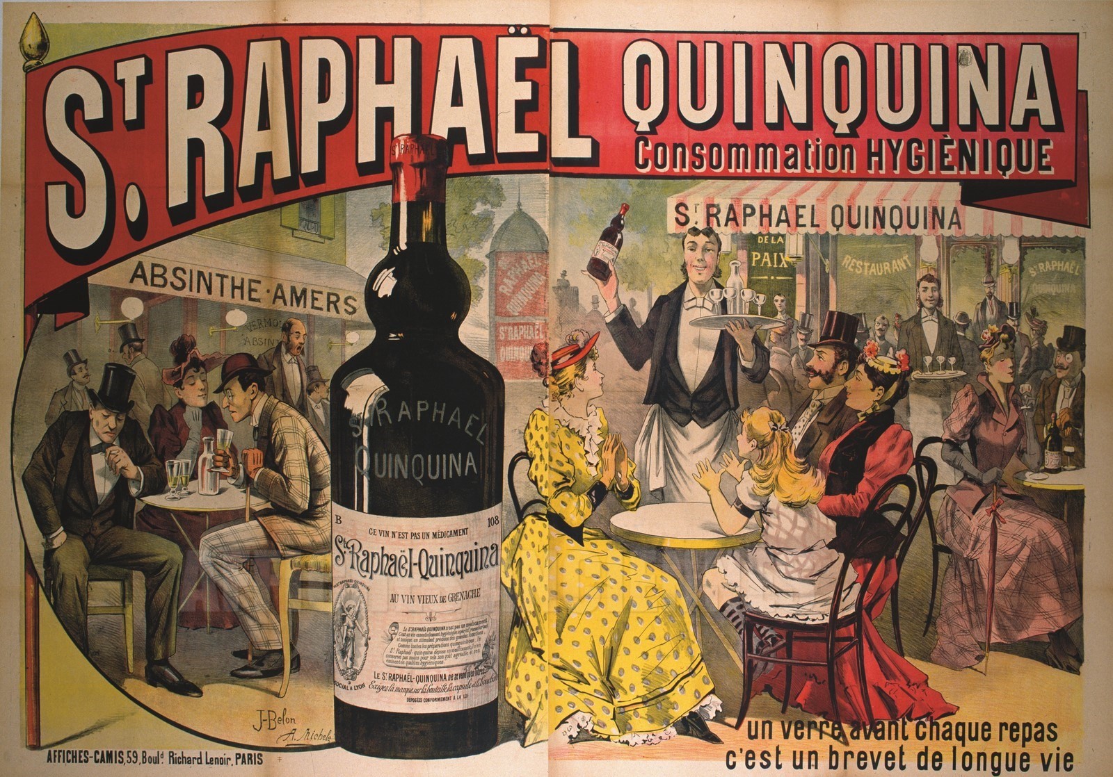 AFFICHE SAINT RAPHAEL QUINQUINA VIN APERITIF ABSINTHE AMER